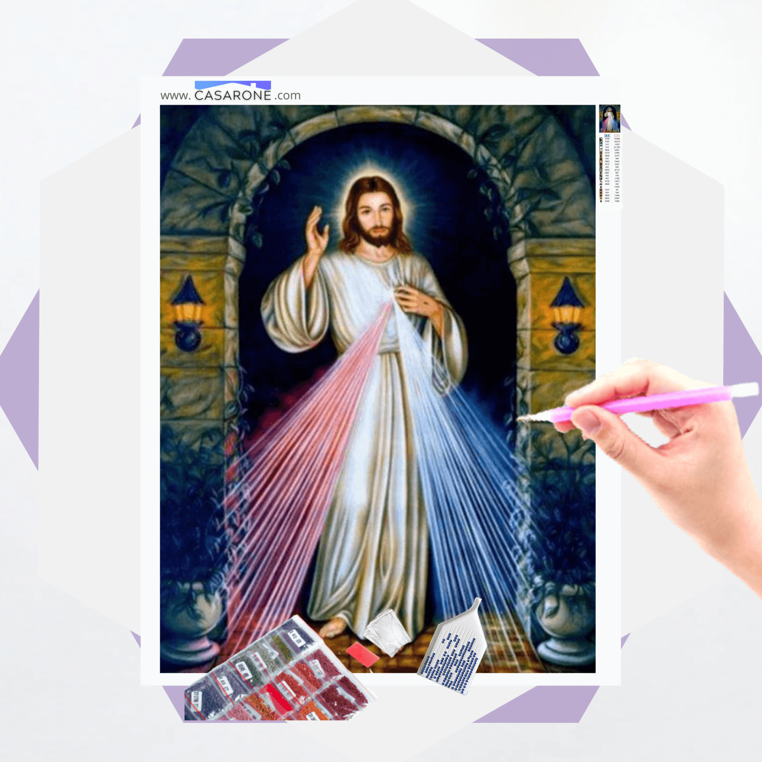 Tela Jesus Misericordioso Kit Pintura Diamante Casarone