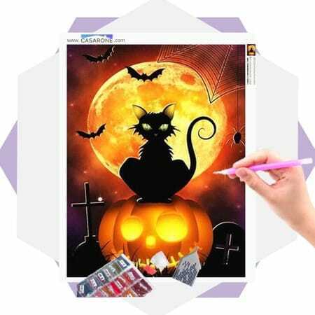 Kit Decoração para Halloween 6 Estacas de Gato Preto com Olhos Brilhantes  no Escuro - Dular